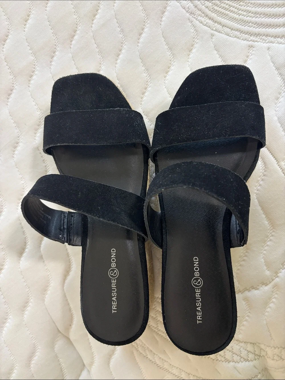 Treasure & Bond Black Suede Espadrille Platform Sandals